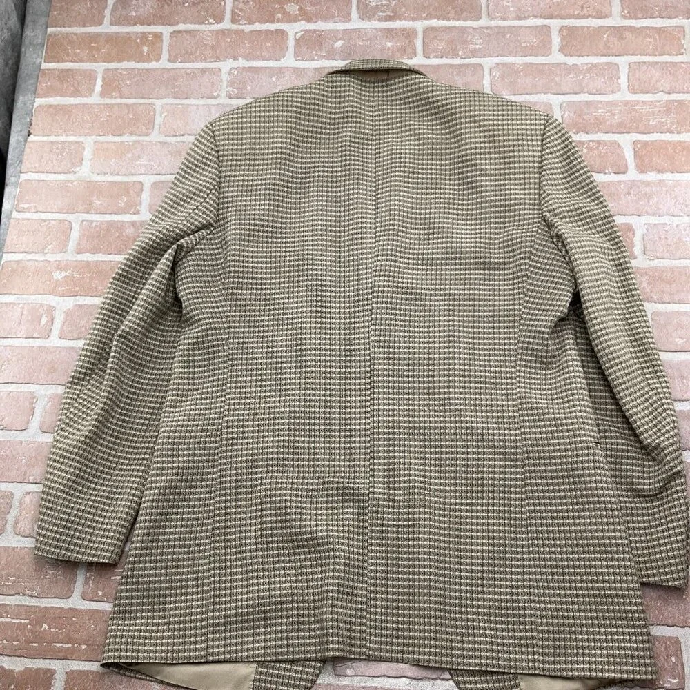 Bachrach Blazer Men 42L Beige‎ Gray Check Woven Classic Jacket Wool Canada VTG